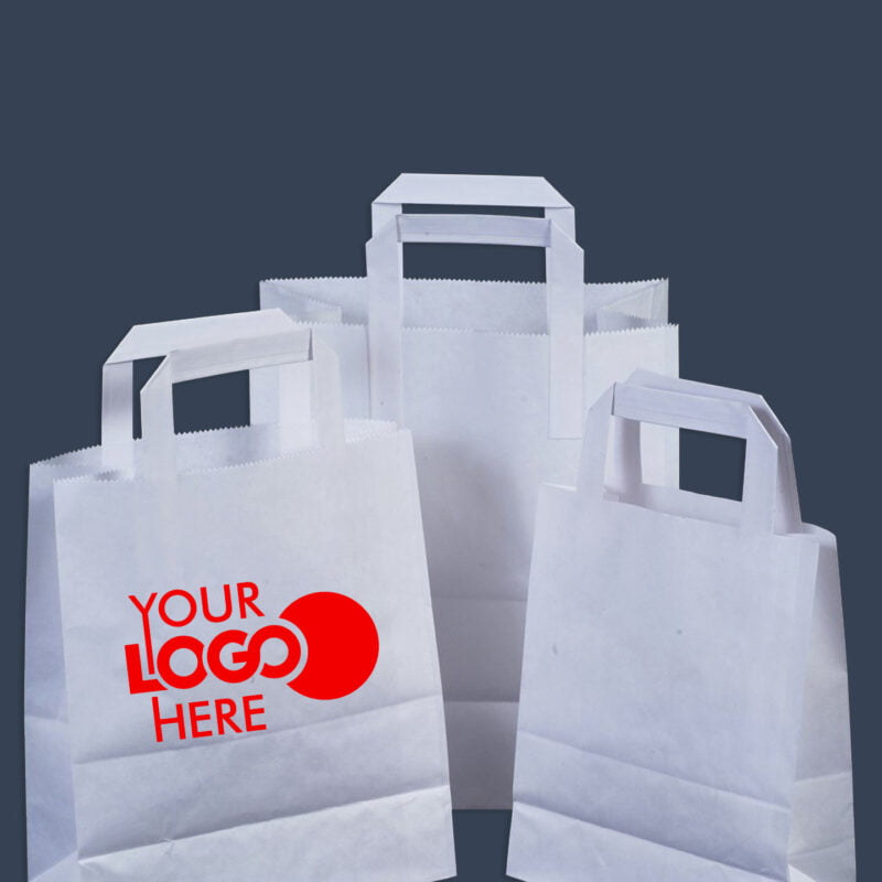 Custom Printed Take Away White Paper Bags